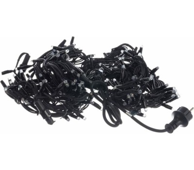 NEON-NIGHT Гирлянда светодиодная Нить 20м 200 LED ТЕПЛЫЙ БЕЛЫЙ черный каучук IP67 постоянное свечение 24В соединяется нужен транс-ор 531-100/531-311/531-312