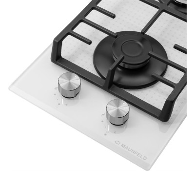 Варочная панель газовая MAUNFELD Газовая варочная панель EGHG.32.73CW/G, 2 конфорки, закаленное стекло, белый