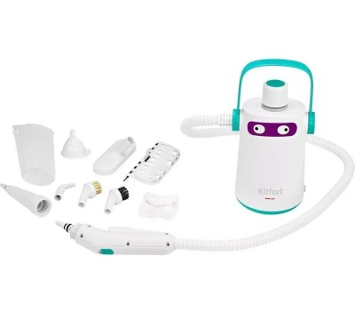 KITFORT Пароочиститель КТ-9109-3, белый/бирюзовый