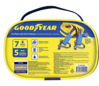 Трос буксировочный GOODYEAR Трос буксировочный с шаклами GY 7 тонн, 5 метров