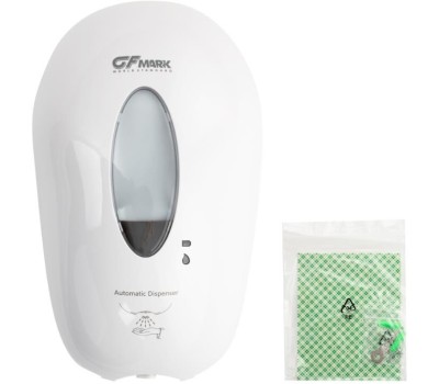 GFmark - Дозатор СЕНСОРНЫЙ,для жидкого МЫЛА, модель КОКОН с окошком, пластик АБС, БЕЛЫЙ, с датчиком объёма жидкости и уровеня заряда батарей, 1000 мл 721