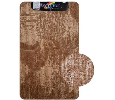 САНАКС - Коврик в ванную КЛАССИК УНИ 202308, двойной КОРИЧНЕВЫЙ, 55х90 + 45х55 см, 100% полиэстер 00356