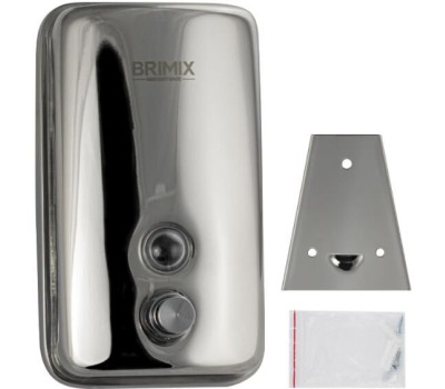 BRIMIX - Дозатор для жидкого мыла 800 мл, настенный, с глазком, из нержавеющей стали марки SUS 304, цвет ХРОМ. 61808