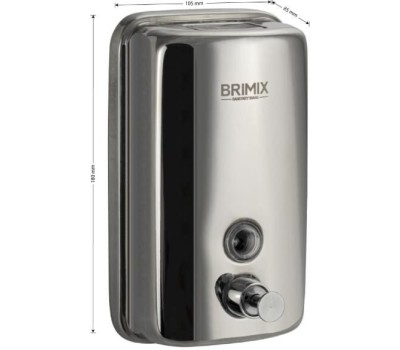 BRIMIX - Дозатор для жидкого мыла 800 мл, настенный, с глазком, из нержавеющей стали марки SUS 304, цвет ХРОМ. 61808