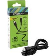 Кабель ERGOLUX (15201) ELX-CDC06-C02 (Кабель Type C-Type C, 5А, 80Вт, 1,2м, Черный, Зарядка+ПД, Коробка)