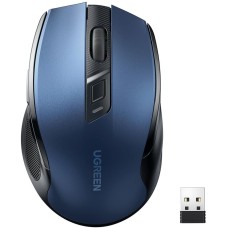UGREEN Мышка компьютерная беспроводная MU006 (15064) Ergonomic Wireless Mouse 2.4G 4000DPI Silence Design. Цвет: синий