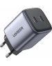UGREEN Сетевое зарядное устройство CD294 (90573) Nexode 45W USB-C+USB-C PD GaN Fast Charger EU. Цвет: серый