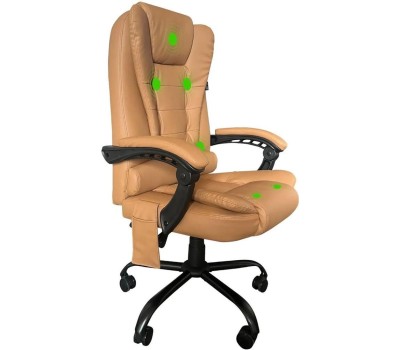 Кресло компьютерное CACTUS Кресло с вибромассажем CS-CHR-OC05M-BR, на колесиках, эко.кожа, темно-коричневый