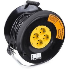 PROCONNECT Удлинитель силовой Standard, розеток 4шт, 3x1.0 кв.мм, 10A, 30м, ПВС, катушка, черный [11-7605]