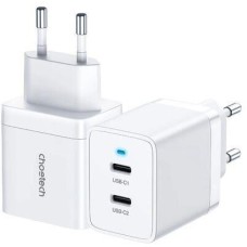 СЗУ CHOETECH Сетевое зарядное устройство Q5006-EU, 2xUSB-C, 40Вт, 3A, белый [q5006-eu-wh]