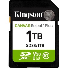 Карта памяти KINGSTON Карта памяти SDXC UHS-I U3 Canvas Select Plus 1024 ГБ, 150 МБ/с, Class 10, SDS3/1TB, 1 шт., без адаптера