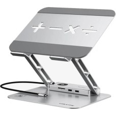 CABLETIME Алюминиевая подставка для ноутбука с вертикальной регулировкой, USB-C док-станция 8 in 1 CS52S, серебристая