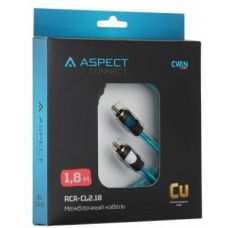 Кабель ASPECT Межблочный кабель RCA-CL2.18, Cyan Line, витая пара, OFC, 1 экран, 2RCA-2RCA, 1.8м