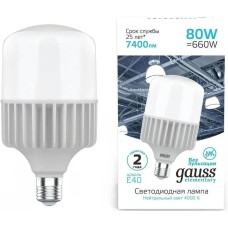 GAUSS Лампа светодиодная Elementary 63428 80Вт цок.:E40 цилин. 220B св.свеч.бел.нейт. (упак.:1шт)