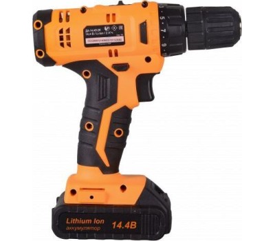 Аккумуляторная дрель-шуруповерт ВИХРЬ ДА-14,4Л-2К 14,4В, 2аккум., кейс 72/14/8