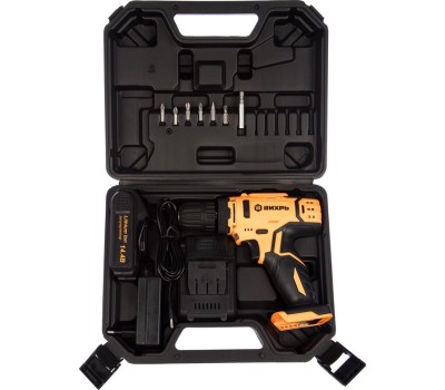 Аккумуляторная дрель-шуруповерт ВИХРЬ ДА-14,4Л-2К 14,4В, 2аккум., кейс 72/14/8