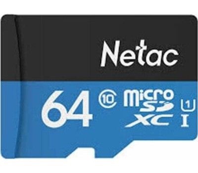 Карта памяти NETAC 64Gb MicroSD P500 + SD адаптер (NT02P500STN-064G-R)