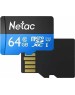 Карта памяти NETAC 64Gb MicroSD P500 + SD адаптер (NT02P500STN-064G-R)