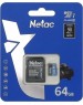 Карта памяти NETAC 64Gb MicroSD P500 + SD адаптер (NT02P500STN-064G-R)