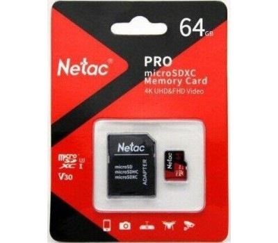 Карта памяти NETAC 64Gb MicroSD P500 + SD адаптер (NT02P500STN-064G-R)