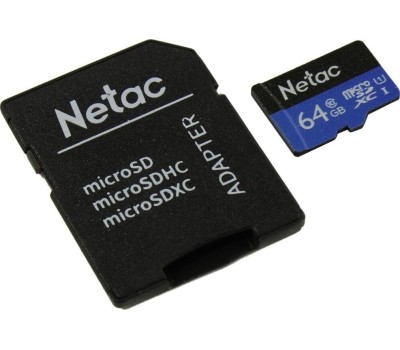 Карта памяти NETAC 64Gb MicroSD P500 + SD адаптер (NT02P500STN-064G-R)