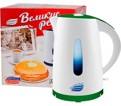 Чайник электрический ВЕЛИКИЕ РЕКИ Томь-1 белый/зеленый, 1,7 л