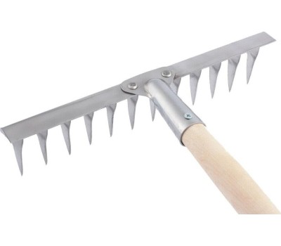 Грабли СИБРТЕХ Грабли, нержавеющая сталь, 290х1300 мм, 12 витых зубьев, деревянный черенок 61754