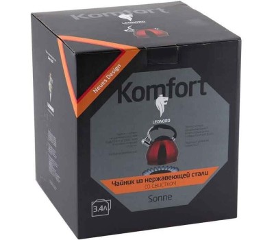 LEONORD Чайник из нерж.стали со свистком Sonne-3101R, объем - 3,4 л, окрашенный (002804)