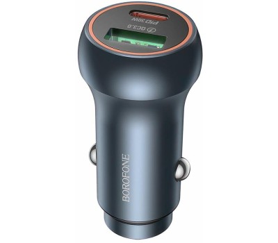 АЗУ BOROFONE (6941991118579) BZ32A 1USB+1Type-C 3.0A PD30W+QC3.0 , Metal grey