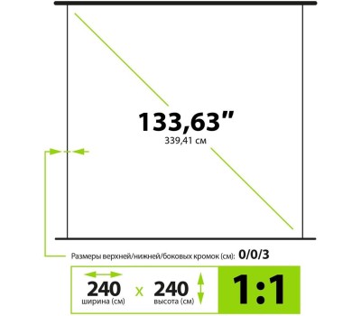 Экраны CACTUS Экран WallExpert CS-PSWE-240x240-WT, 240х240 см, 1:1, настенно-потолочный