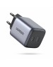 UGREEN Сетевое зарядное устройство CD294 (90573) Nexode 45W USB-C+USB-C PD GaN Fast Charger EU. Цвет: серый
