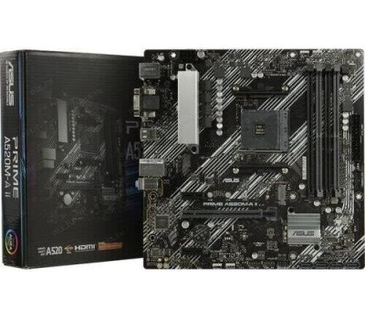 Материнская плата ASUS Материнская плата TUF GAMING A520M-PLUS II, Socket AM4, AMD A520, mATX, Ret