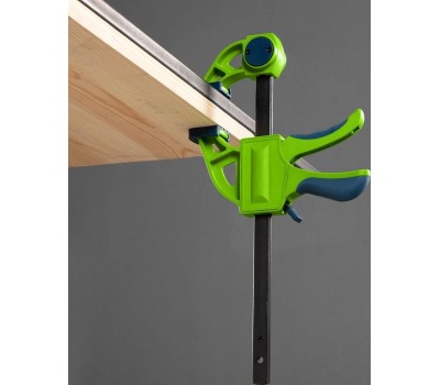 Струбцина СИБРТЕХ Струбцина F-образная, быстрозажимная, 150 х 70 х 360 мм, пластиковый корпус, фиксатор, двухкомпонентная рукоятка 20563