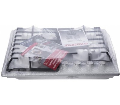 Варочная панель газовая MAUNFELD Газовая варочная панель EGHE.64.6CW/G, 4 конфорки, эмалированная сталь, белый