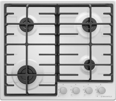 Варочная панель газовая MAUNFELD Газовая варочная панель EGHE.64.6CW/G, 4 конфорки, эмалированная сталь, белый