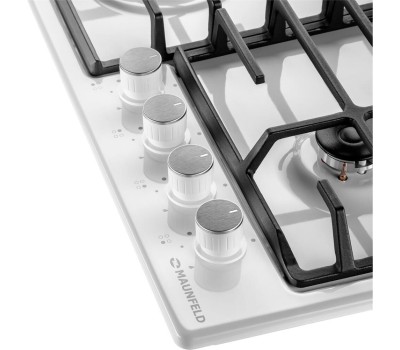 Варочная панель газовая MAUNFELD Газовая варочная панель EGHE.64.6CW/G, 4 конфорки, эмалированная сталь, белый