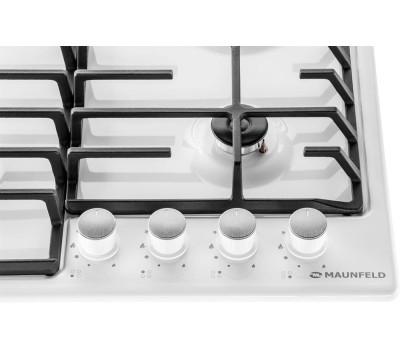 Варочная панель газовая MAUNFELD Газовая варочная панель EGHE.64.6CW/G, 4 конфорки, эмалированная сталь, белый