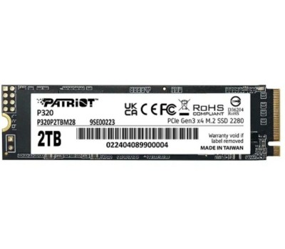 Накопитель SSD PATRIOT SSD накопитель P320 P320P2TBM28 2ТБ, M.2 2280, PCIe 3.0 x4, NVMe, M.2