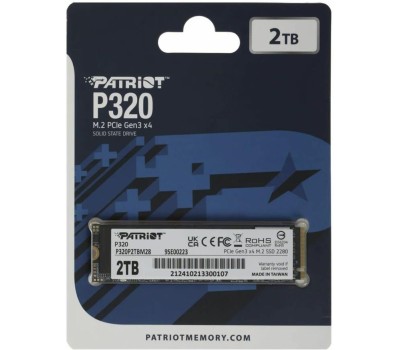 Накопитель SSD PATRIOT SSD накопитель P320 P320P2TBM28 2ТБ, M.2 2280, PCIe 3.0 x4, NVMe, M.2
