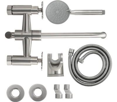 BRIMIX - Смеситель в ванную, длинный излив, с дивертором на корпусе, металлокерамика, из нержавеющей стали марка 304, цвет САТИН . 9336