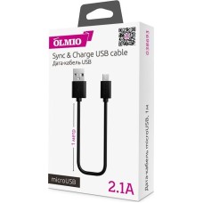 Дата-кабель OLMIO кабель microUSB - 1М. черный (38693)