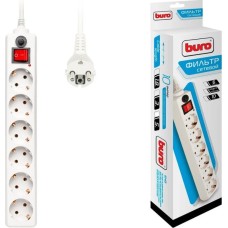 Сетевой фильтр BURO 600SH-1.8-W 1.8м 6 розеток белый