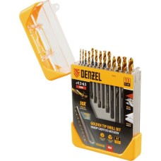 Набор сверл DENZEL Набор сверл по металлу, 1,5-6,5 мм, HSS-Tin, Golden Tip, 13 шт 72318