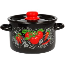 Кастрюля СТАЛЬЭМАЛЬ 1с16с/1 Помидорки эмал 2,9л черная