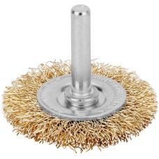 Щетка MATRIX Щетка для дрели, 50 мм, плоская со шпилькой, латунированная витая проволока//