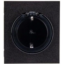 KRANZ Розетка STRONG 1-ая с/з с/у, со шторками и крышкой 16А антрацит