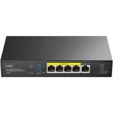Маршрутизатор CUDY Маршрутизатор C200P 2-IN-1 SMB Router / AP Controller, 1 Gigabit Ethernet + 4 Gigabit PoE+ PSE Ports + 1 USB 3.0, PSE output up to 30Watts per port, support AP Management, Multi-SSID, Captive Portal, Zerotier/Wireguard/OpenVPN/IPSec/L2T