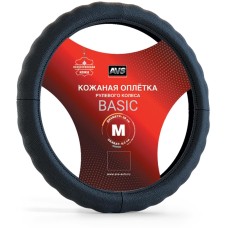 Оплетка на руль AVS Оплетка на руль (иск. кожа) IL-165M-B (размер M, черный) - Серия 