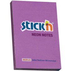 STICK`N Блок самоклеящийся бумажный 21208 51x76мм 100лист. 70г/м2 неон фиолетовый