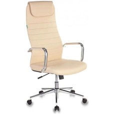 БЮРОКРАТ Кресло руководителя KB-9N/ECO бежевый экокожа с подголов. крестов. металл хром